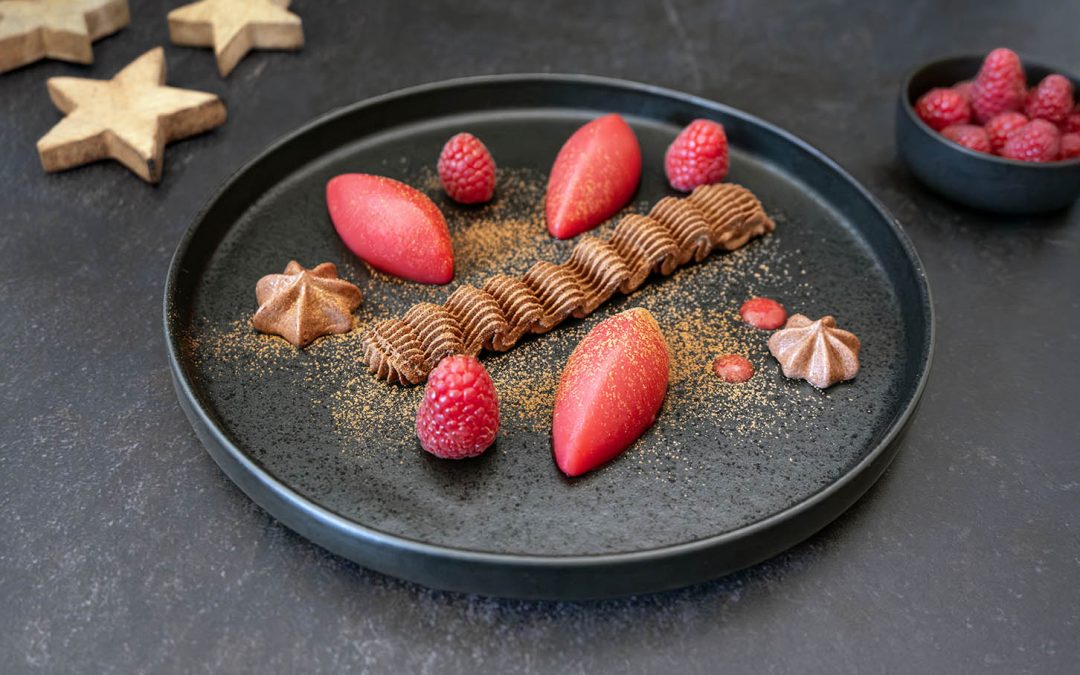 Himbeersorbet mit Mousse au Chocolat